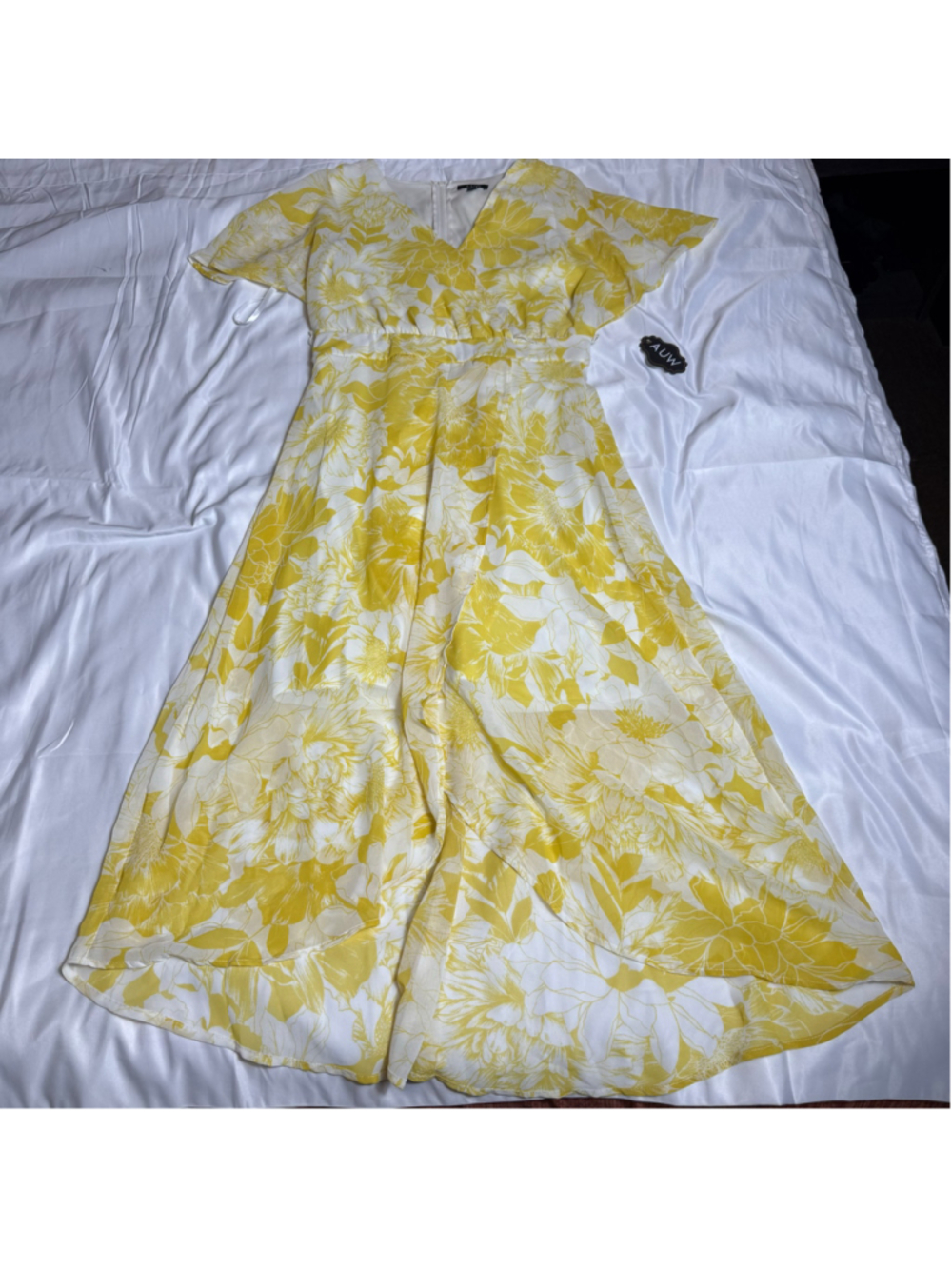 Women's A.U.W. Floral Midi Dress Size 4 Yellow White